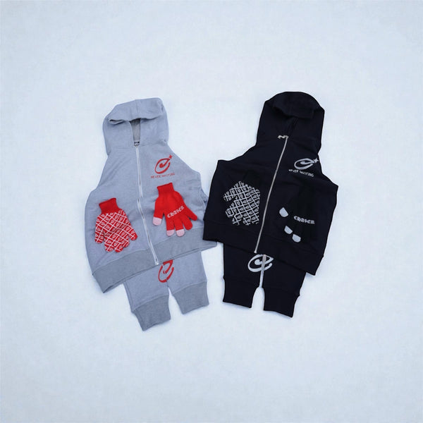 4. Gray Cotton Fleece Rhinestone Set